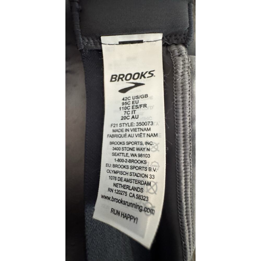 Brooks Sports Bra Dare Racerback Run Holds Me In Asphalt Gray 42C - Picture 3 of 4